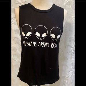 Riot Queen Humans Aren’t Real Black Tank Top